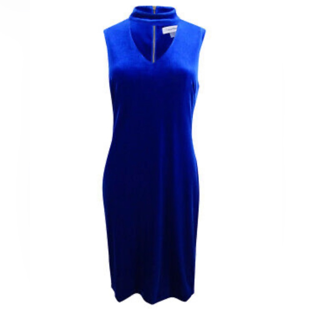 Calvin Klein Velvet Choker Sheath Dress